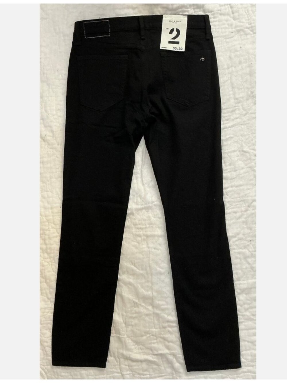 NWT rag & bone Men's RB 2 Slim Fit Black Denim Jeans 33 W 32 L - Picture 3 of 10